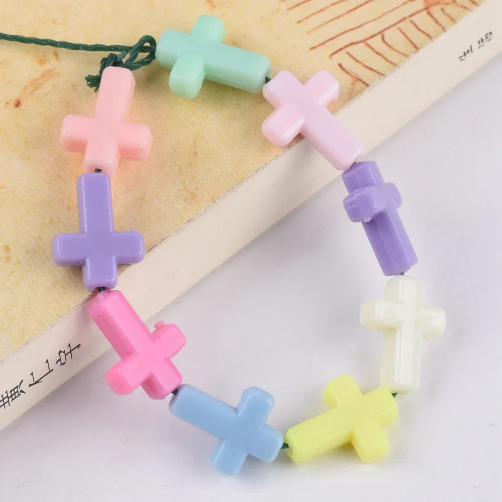 

16x12mm Cross Shape Opaque Acrylic Plastic Loose Spacer Beads Wholesale Lot for Jewelry Making DIY Findings