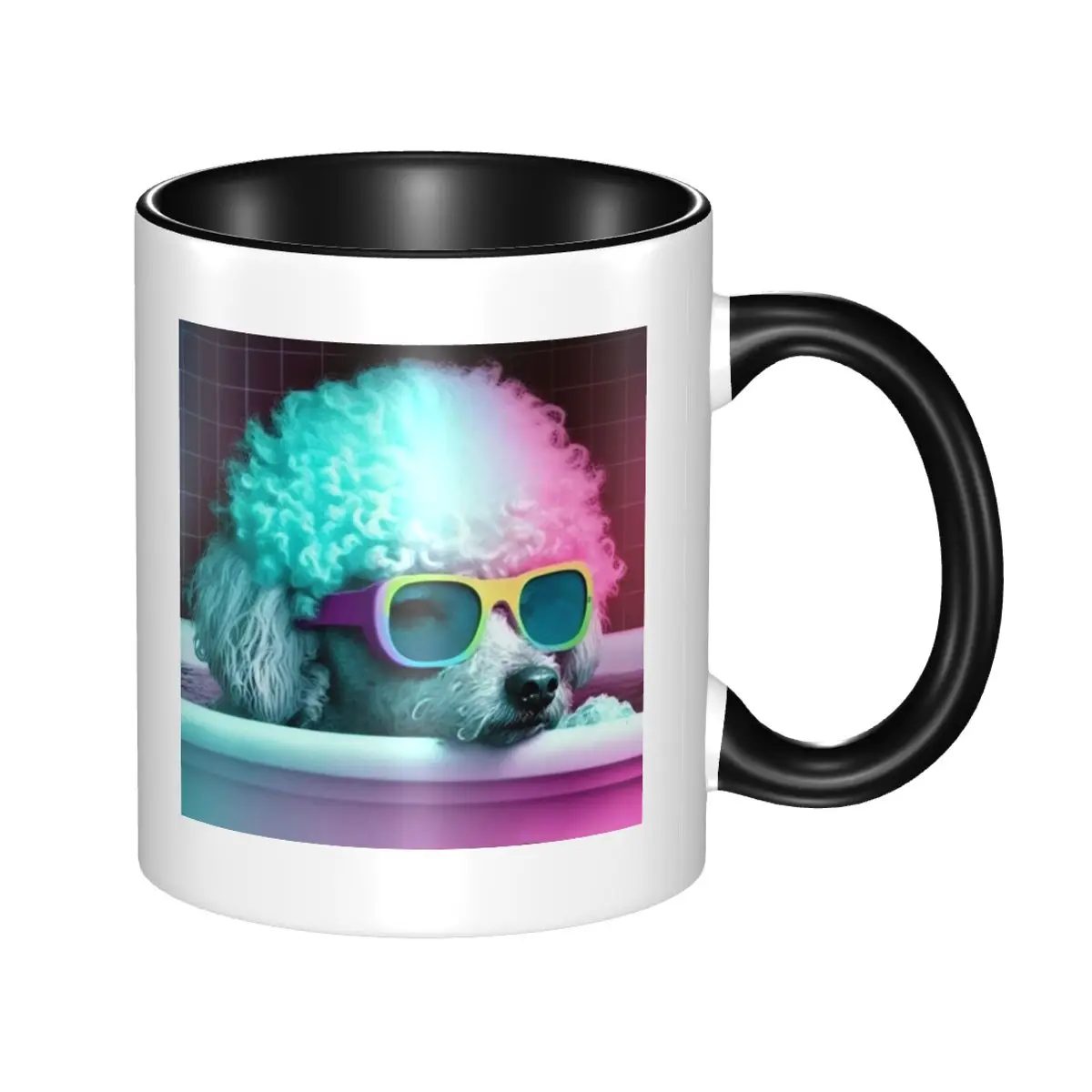 Bathing Dog Poodle In Bathtub Bathroom With Goggles Mug Funny Ceramic Coffee Cups Tea Mugs Milk Cup Drinkware Gift for Woman Man