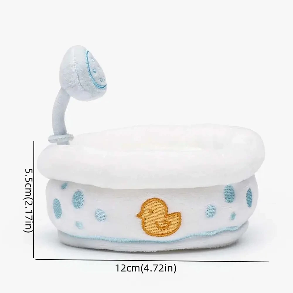인형 집 액세서리 10cm 인형 욕조 플러시 장난감 장식품 귀여운 만화 플러시 욕조 장면 소품 DIY 놀이 집 장난감