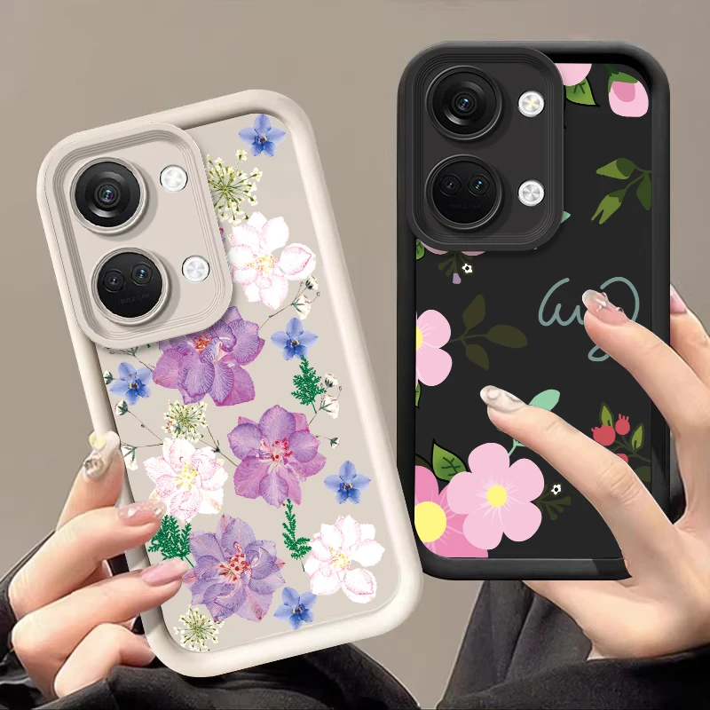 Roses and Orchids For OnePlus Nord N30 12 11 8T 4 Nor d CE3 4 Lite 12R 11R 10R CE 5G N ord2 black Soft Silicone Phone Case