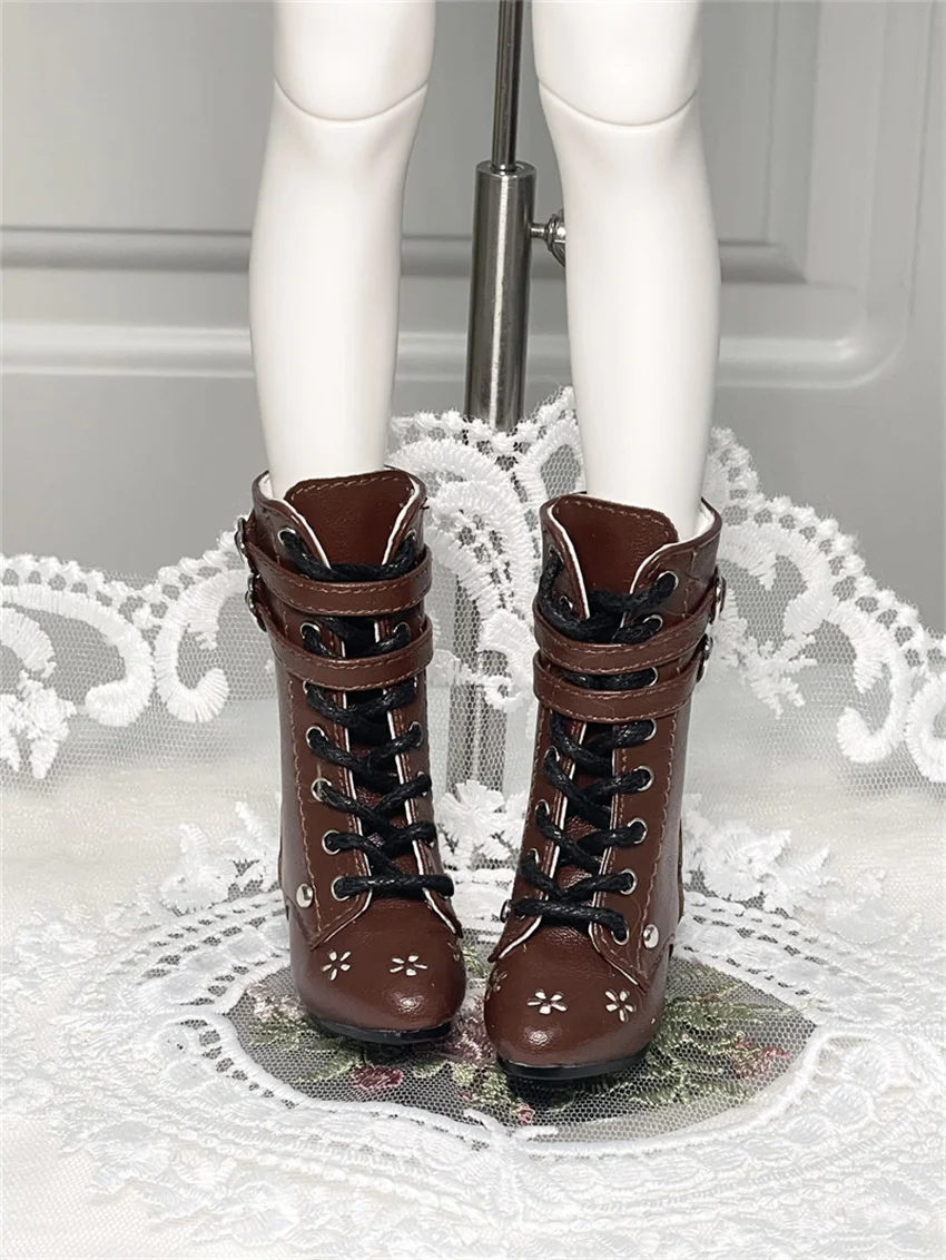 BJD Shoes 1/4 pointe carved retro double strap high heel Boots BJD Doll accessories