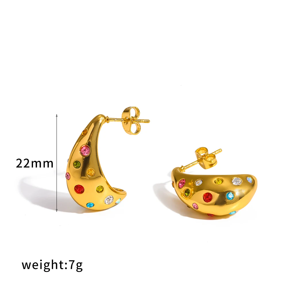 Modische Ohrringe in Tropfenform für Damen, mit bunten Zirkonia-Einsätzen, aus Edelstahl, als Schmuck für Partys. – Detail 6