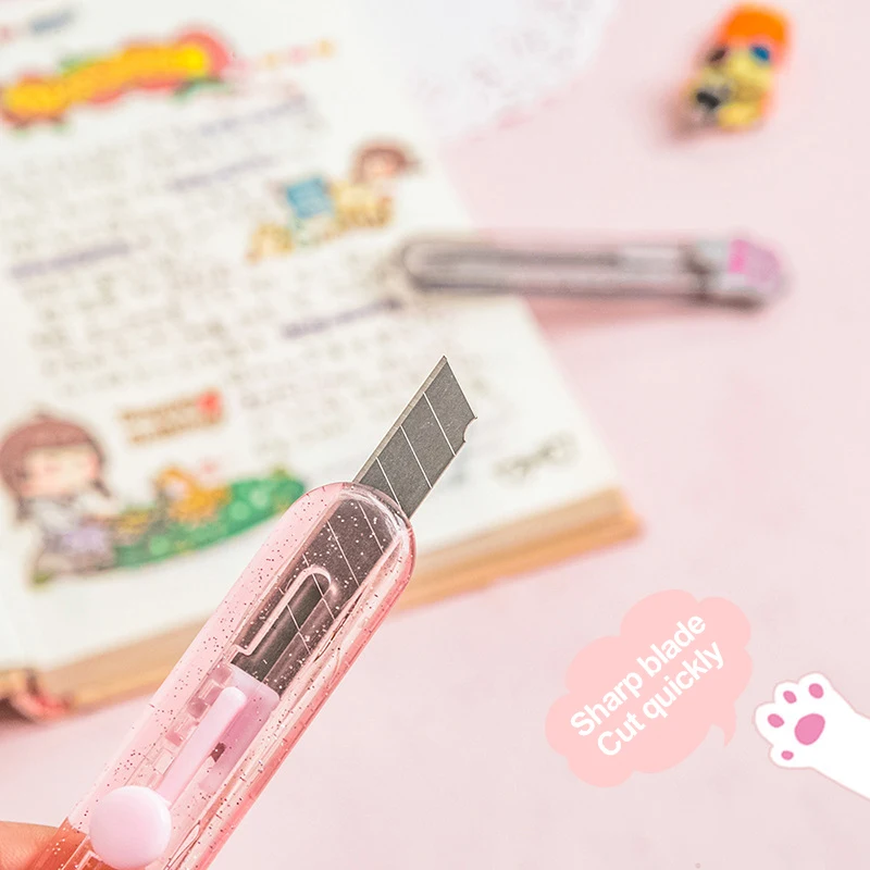 4pcs Cat Paw Utility Knife Correction Tape Rubber Eraser Ruler Cute Stationery Set Kawaii Cartoon Office School Supplies