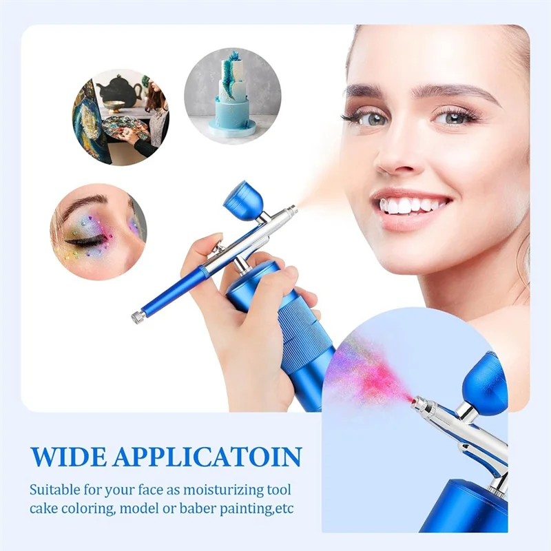 

AS60-Airbrush Kit Machine, Rechargeable Handheld Airbrush, Professional Cordless Air Brush For Nail Art, Makeup, (Blue) Easy Ins