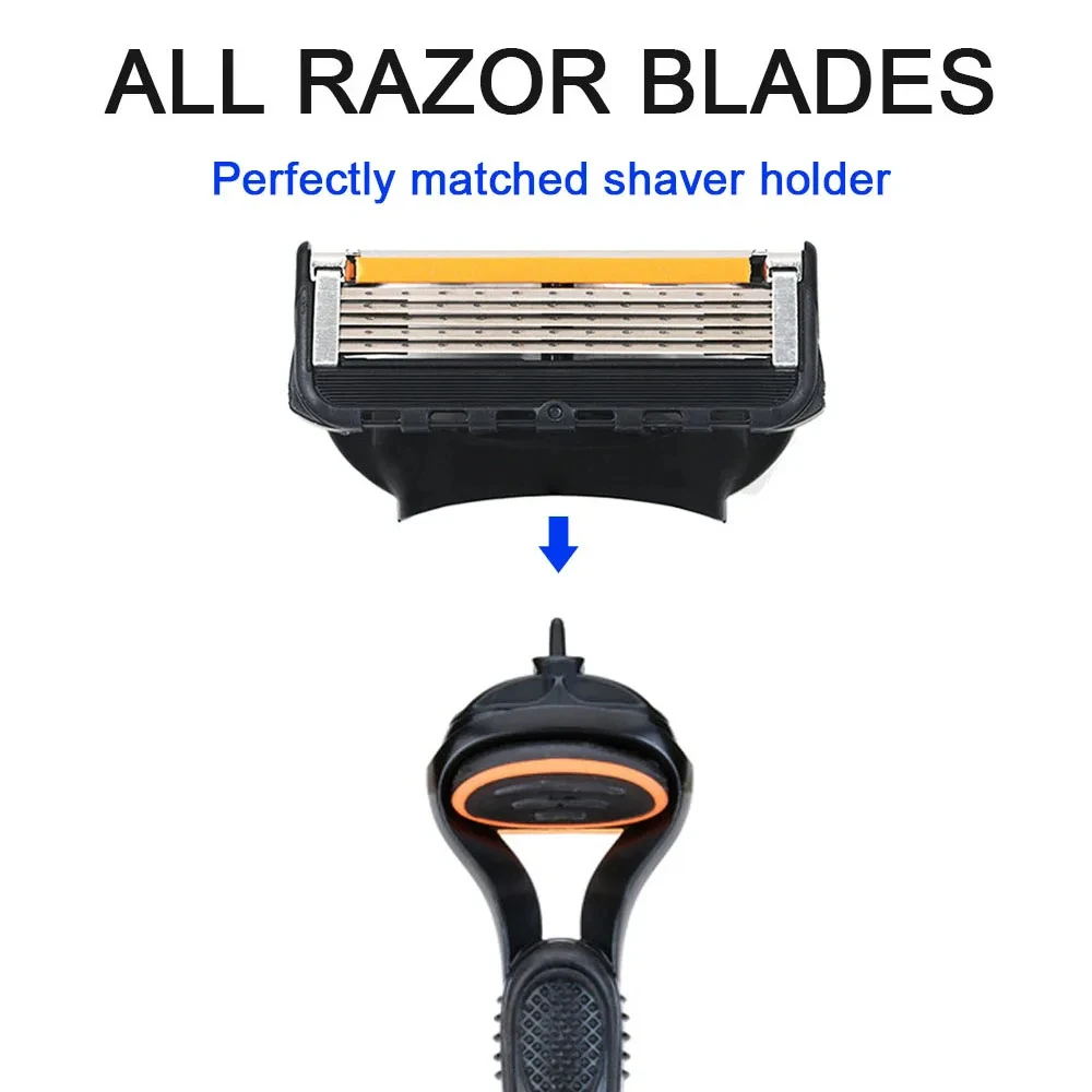 5 Layer Manual Razor for Men with Replacement Blade Cartridges, Smooth Close Shave, Skin Protection Grooming Tool