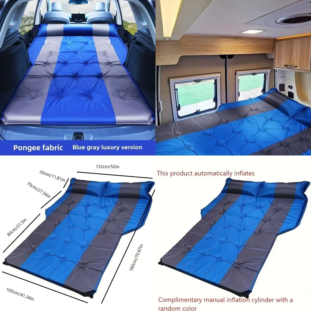

MattressesSelf Inflating Air Mattress with Pillow for Travel SUV Truck Use Blue
