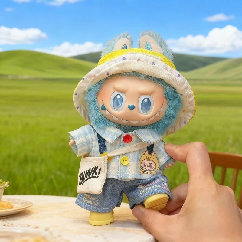 

Clothes for Labubu Christmas Gift Yellow Dog Outfit for 17cm Labub Vinyl Doll Keychain Overalls Luxury Clothes