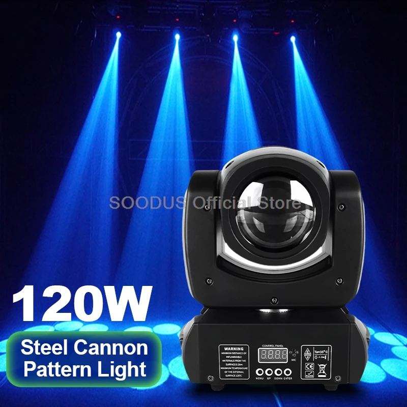 120W Shaking Head Stage Light Audience Atmosphere Beam Light Rotating Strobe Disco Lamp with DMX512 Control for Wedding DJ Party