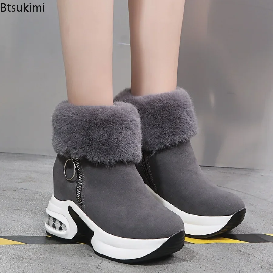 New2024 Damen lässige Schneeschuhe Winter halten warme Turnschuhe Plattform dicke Sohlen Frauen Mode Schuhe Damen Reiß verschluss Stiefeletten