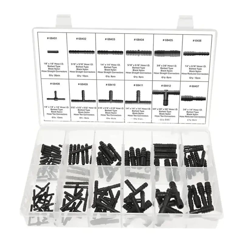 Car Hose Connector Assortment Plastic Reducer Set Straight T Piece For Cooling System Engine-Feed Connections