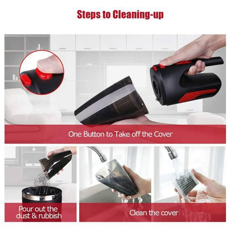 

Handheld Vacuum, Hand Vacuum Cordless with High Power, Mini Vacuum Cleaner Handheld Powered By Li-Ion Battery Rechargeable