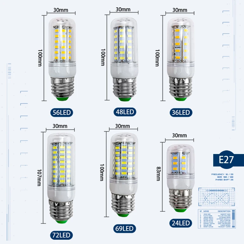 Imagem -03 - Lâmpada de Milho Led de Alto Brilho E27 E14 24 36 48 56 69 72leds ac 220v Smd 5730 Iluminação Doméstica