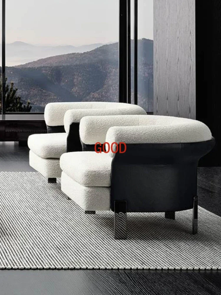 ~Italian Minimalist Single-Seat Sofa Chair Small Apartment Modern Reception Negotiation Leisure Chair Living Room Furniture Sofa