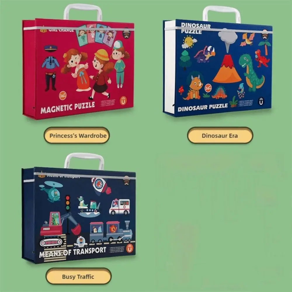 Mehrfarbige magnetische Anziehpuzzles, Cartoon-Muster, Holz, magnetisches Puzzle, Verkehrswerkzeug, DIY, Montessori-Spiele, frühe Pädagogik