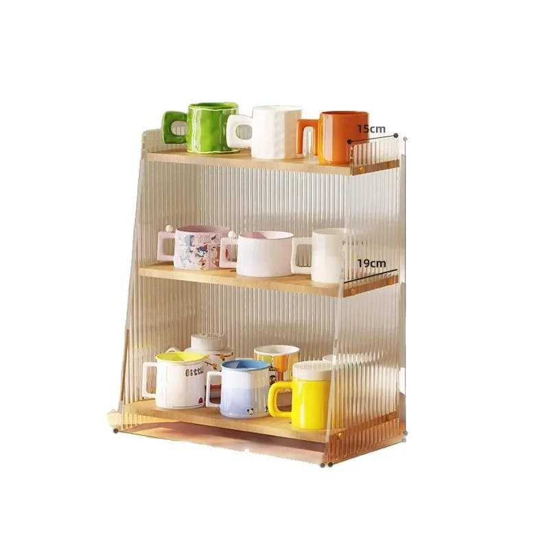 Estante de escritorio Portavasos acrílico Portavasos de agua Estante de almacenamiento multicapa para el hogar