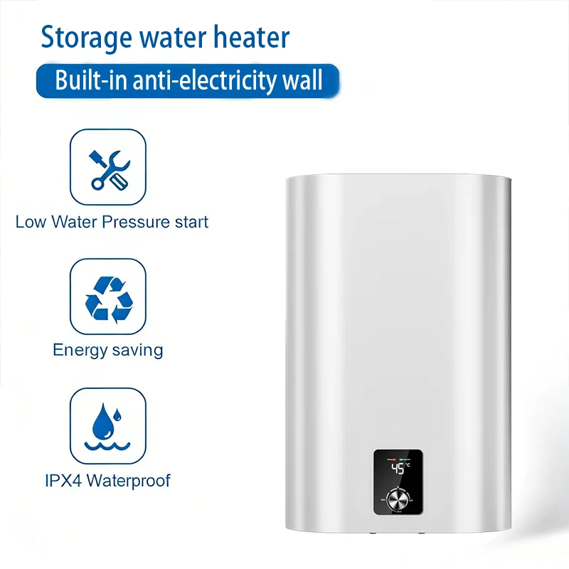 50L Double Tank Electric Storage Geyser Hot Water Heater Class a Energy Efficient Wall-Mounted house hold RV Car Outdoor