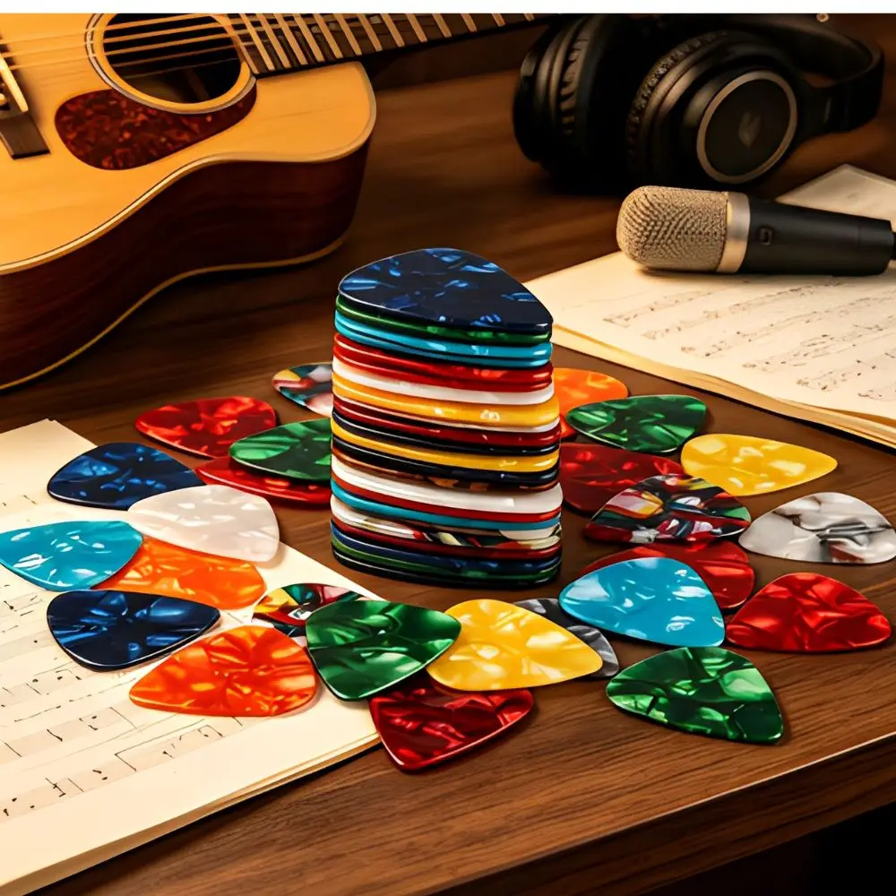 18/49/102pcs Celluloid Guitar Picks Random Color, Durable Plectrums for Ukulele Bass Playing Accessories YMY