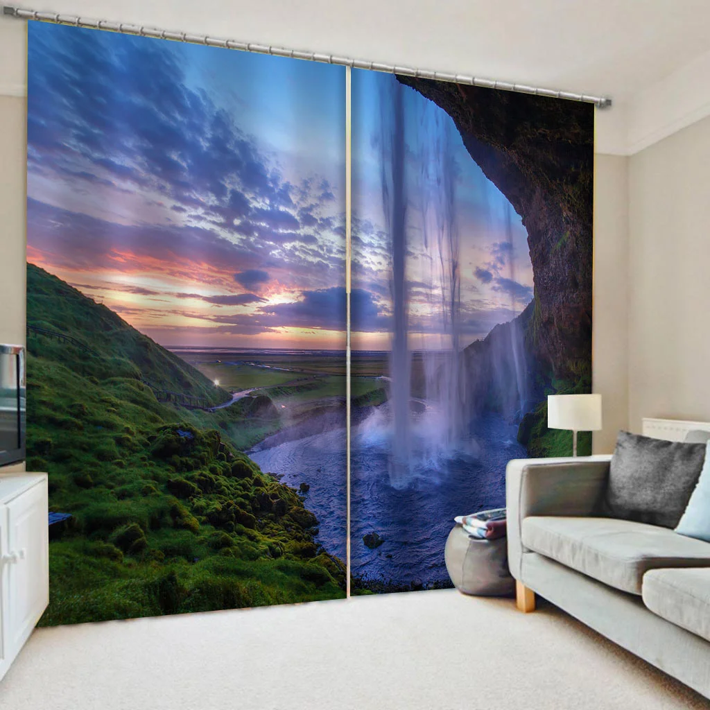 

3D Printed Shower Curtain Waterproof nature scenery waterfall curtains Home Decoration