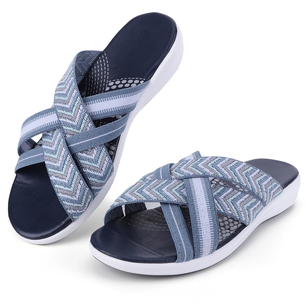 

Women Slide Sandals Wide Width Cross Strap Thick Cushion Slippers Open Toe Platform Wedge Sandals Lightweight for Summer