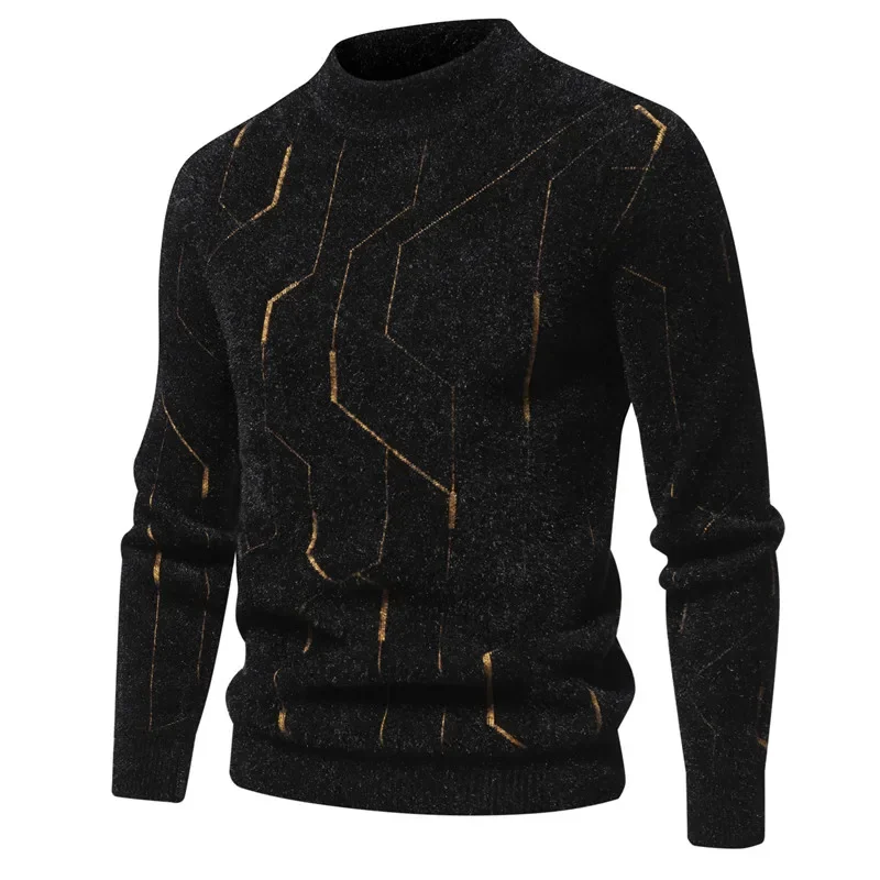 Men's New Imitation Mink Sweater  Matching Fashion Knit Sweater Man Clothes Autumn and Winter