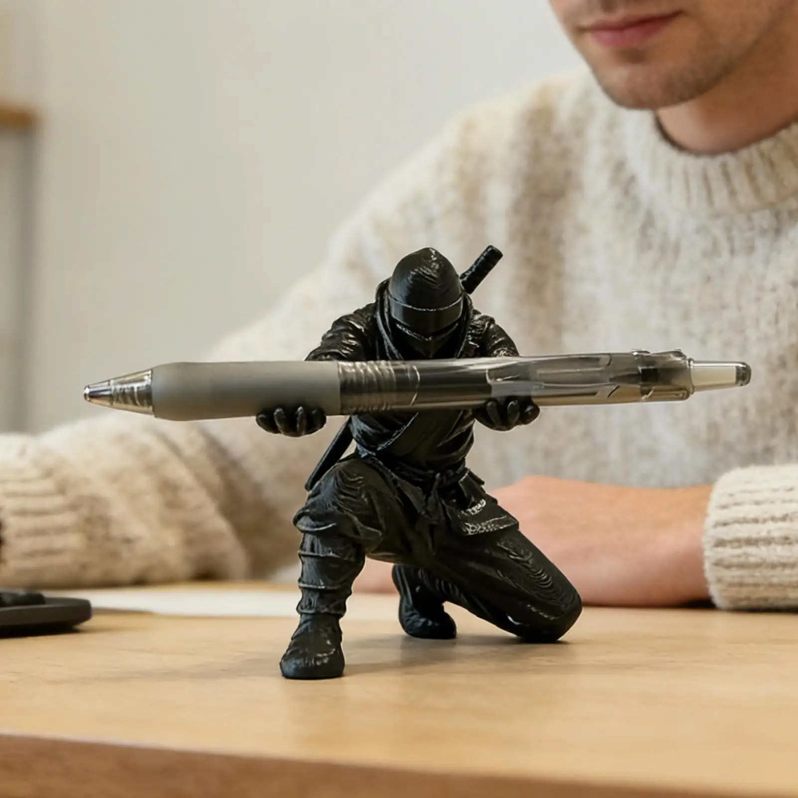 Soporte para bolígrafos impreso en 3D, organizador de escritorio, soporte creativo para lápices, figura decorativa, estilo Ninja, adorno de mesa, regalo creativo ﻿