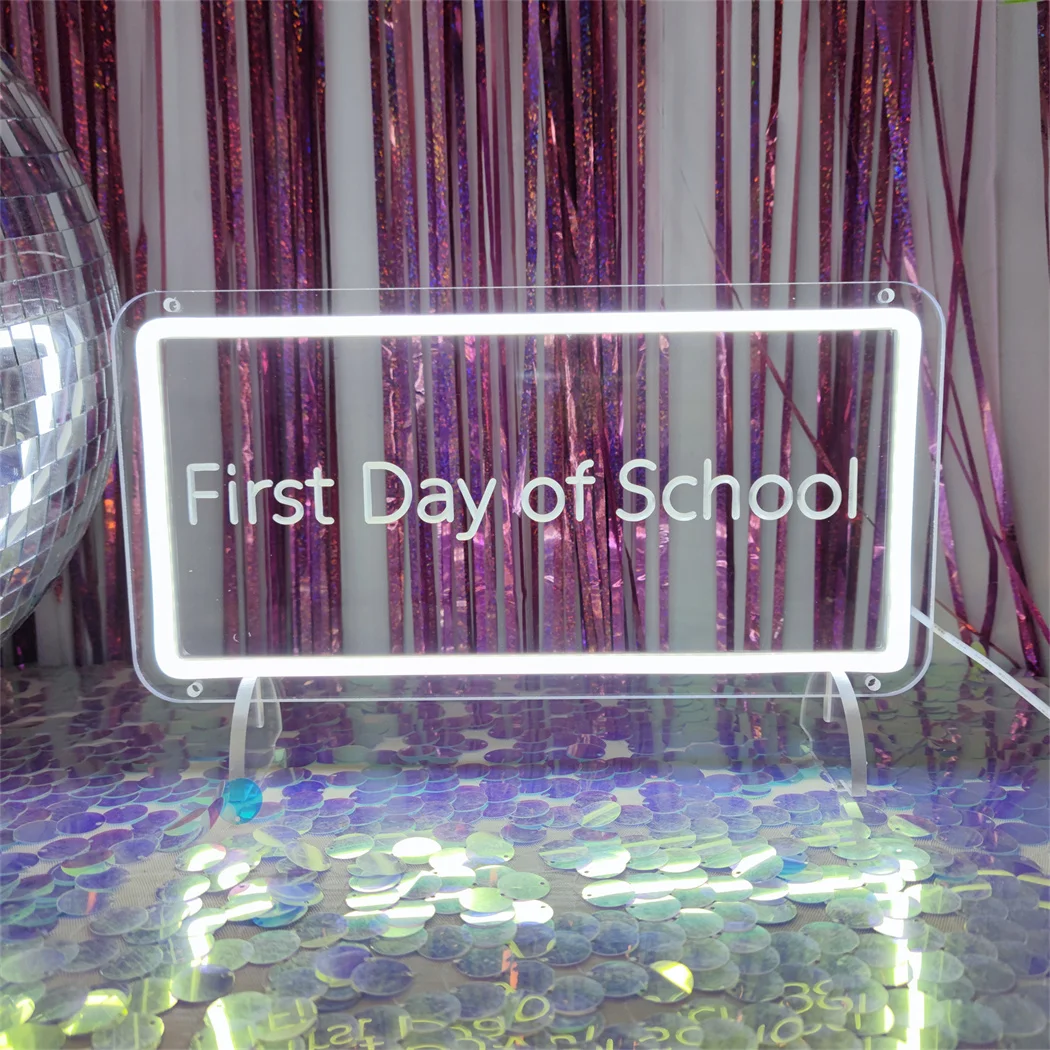 Neon Sign Acrylic Back to School USB Powered LED Neon Decor for Home Office Wall Table for Kids Classroom First Day Decoration