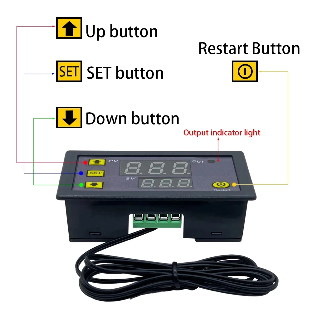 W3230 Mini Digital Temperature Controller 12V 24V 220V Thermostat Regulator Heating Cooling Control Thermoregulator With Sensor