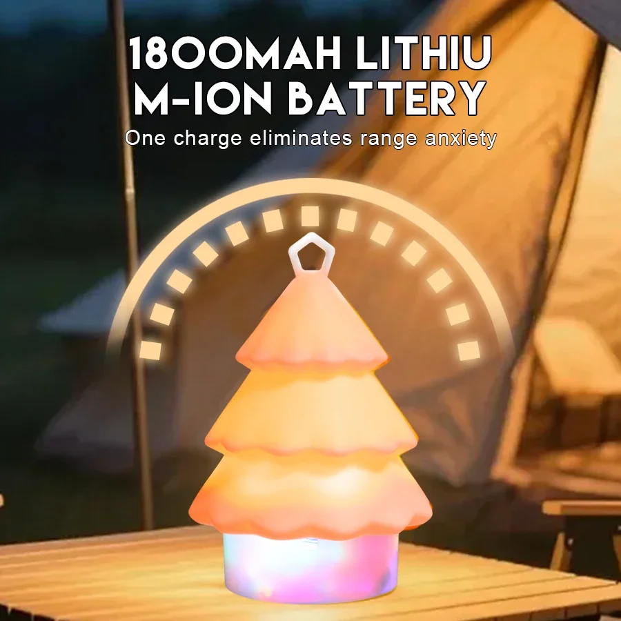 1800mah LED شجرة عيد الميلاد مصباح سيليكون النوم مصباح مضاءة مع 10 متر تخزين سلسلة ضوء USB قابلة للشحن مع هوك للأطفال