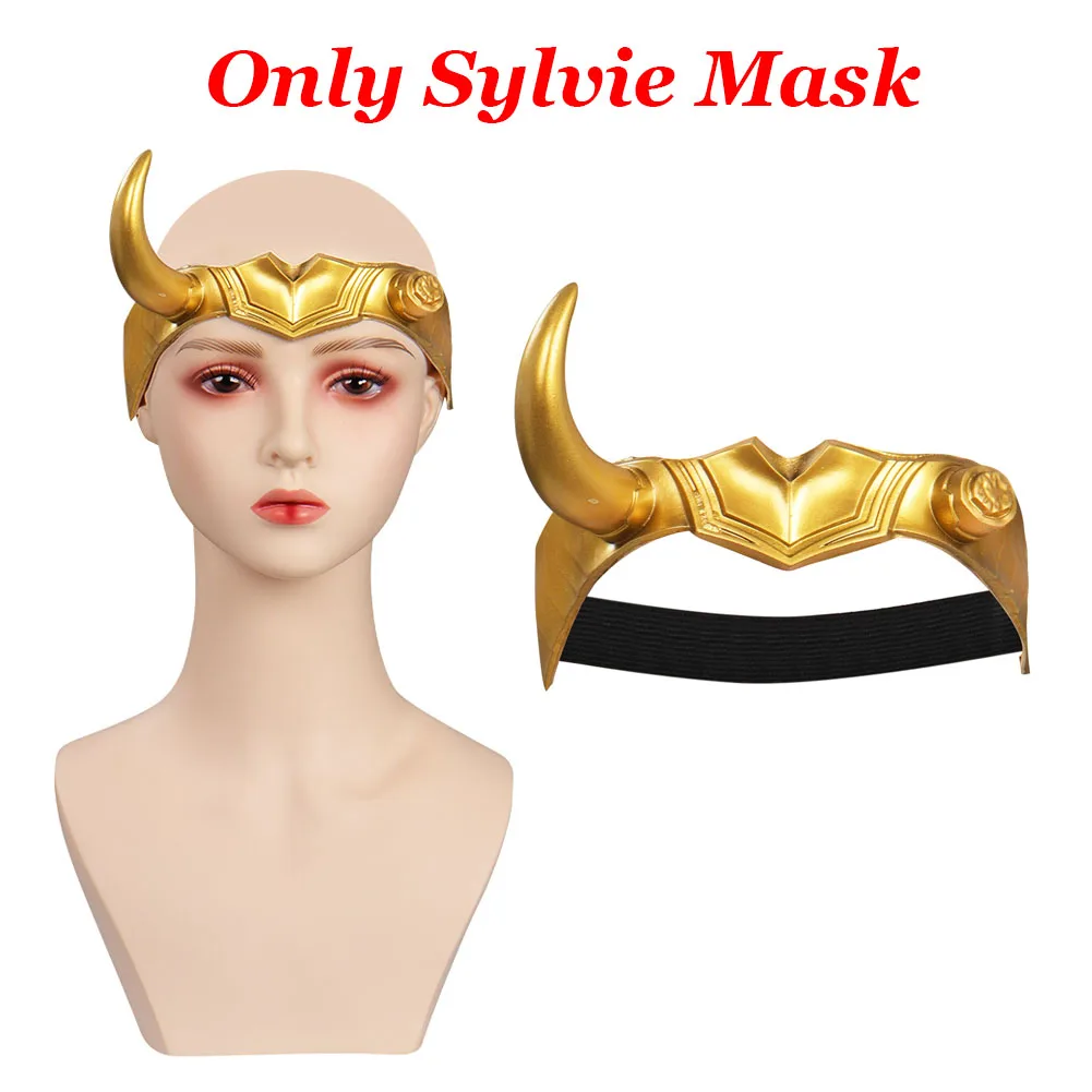 Disguise Loki Cosplay Golden Latx Mask Sylvie Fantasy Masks for Men Women Adult Roleplay Props Halloween Carnival Party Gifts