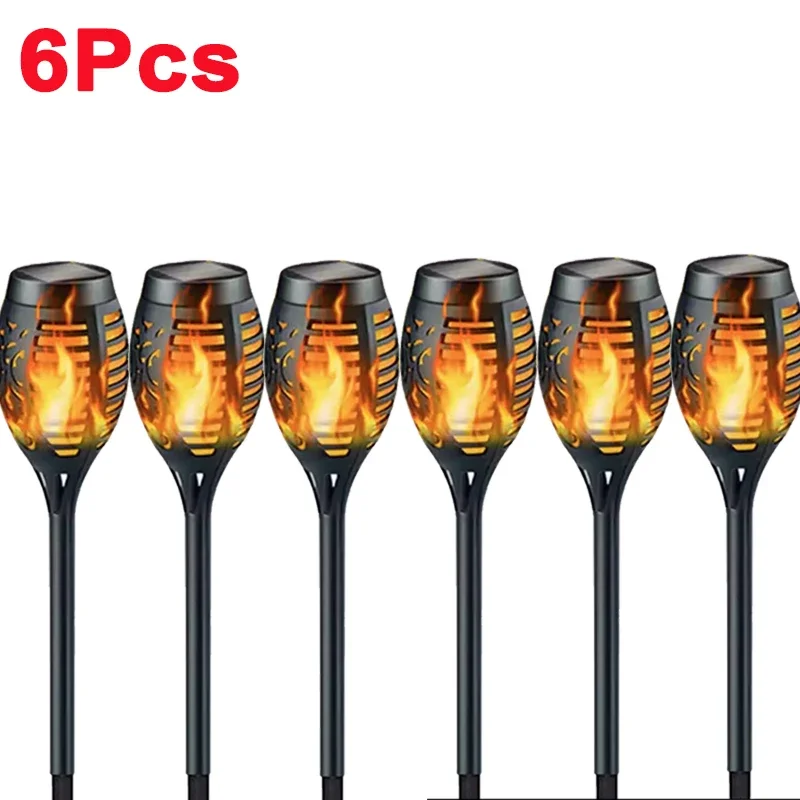 1/2/4/6/8/10 Stuks Solar Flame Torch Lights Flikkeren Licht waterdichte Tuin Decoratie Outdoor Gazon Pad Yard Patio Vloerlampen