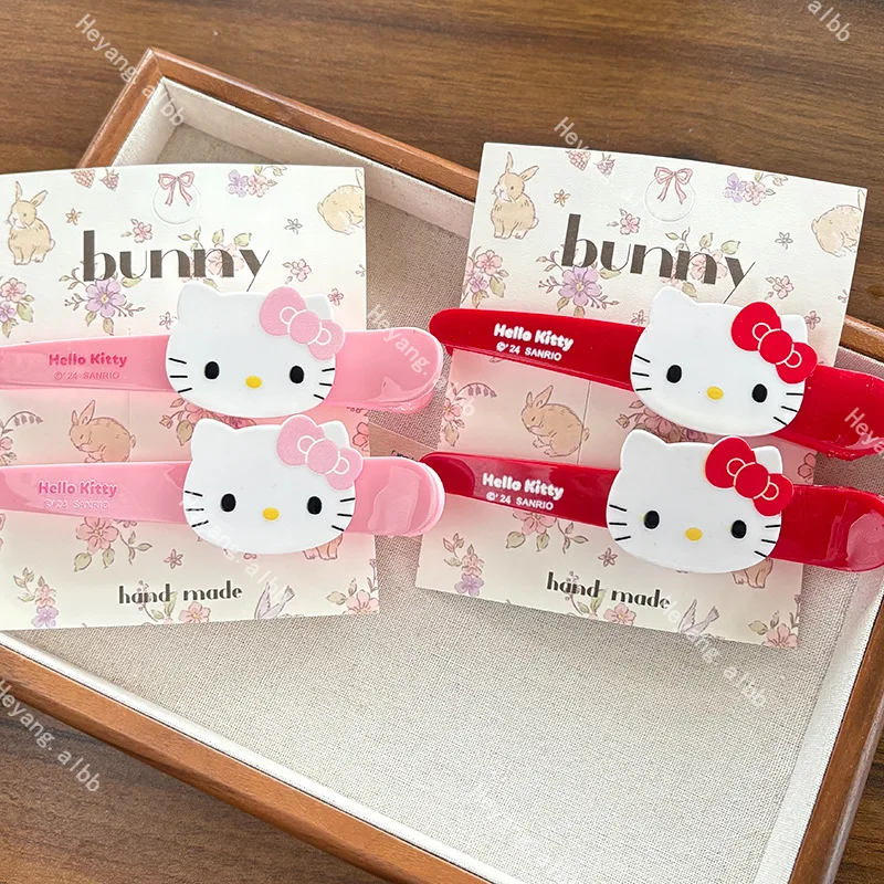 

New Sanrio Hello Kitty Hairpin Word Clip Sweet Girl Heart Bangs Side Clip Hairpin Cute Cartoon Kitty Cat Duckbill Clamp Hairclip