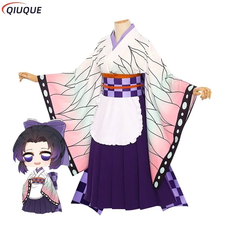 Anime Cosplay Costume Maid Uniforms Kanroji Mitsuri Kibutsuji Kimono Blade Kochou Shinobu Kamado Nezuko Cosplay Dress