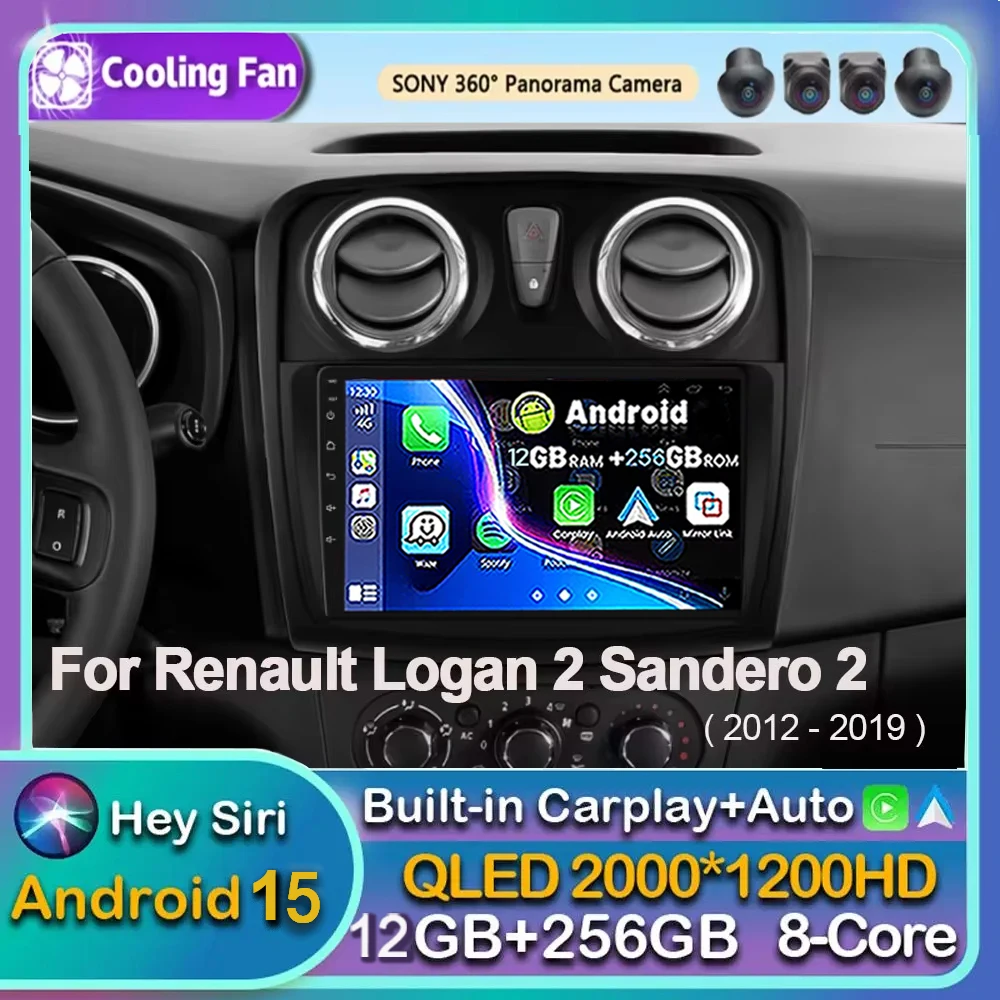 Android 15 Carplay Auto Für Renault Logan 2 Sandero 2 2012-2016 2017 2018 2019 Auto Radio Multimedia Player stereo GPS WIFI DPS