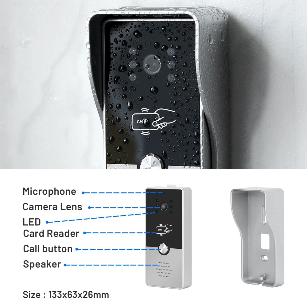 Indomita Bedrade Intercom voor Thuis RFID Video Deurtelefoon Straat Deurbel Camera Outdoor Waterdichte Ondersteuning Elektrisch Slot Ontgrendelen