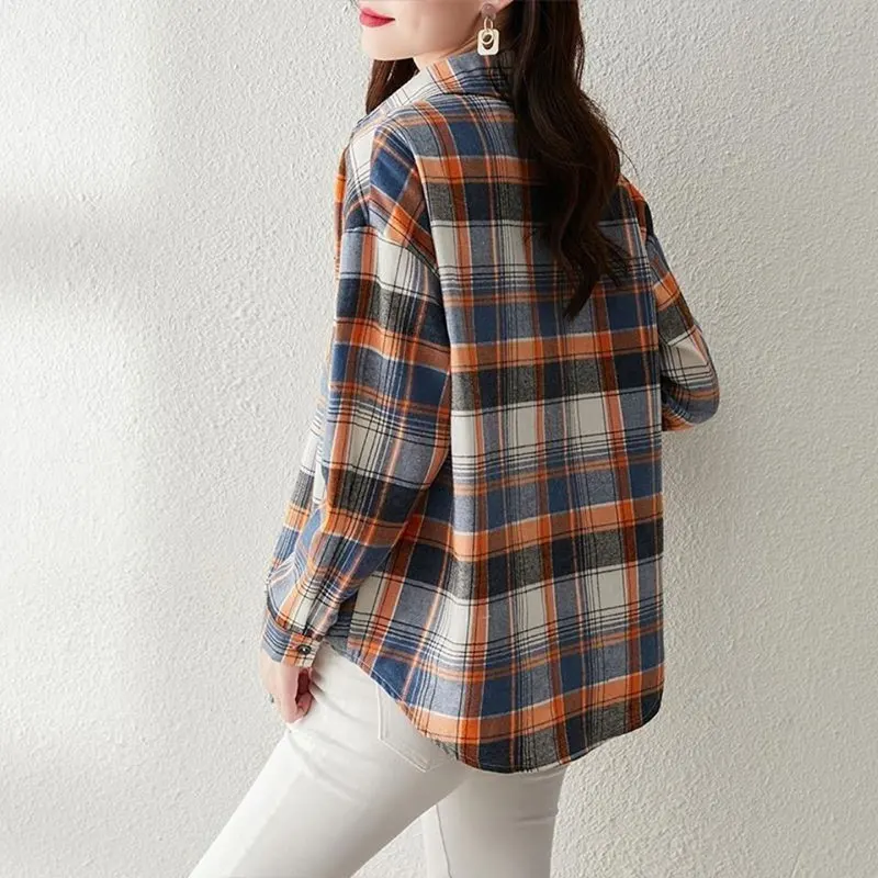 Elegant Fashion Harajuku Slim Fit Female Clothes Loose Casual All Match Tops Lattice Korean Version Long Sleeve Women Shirt