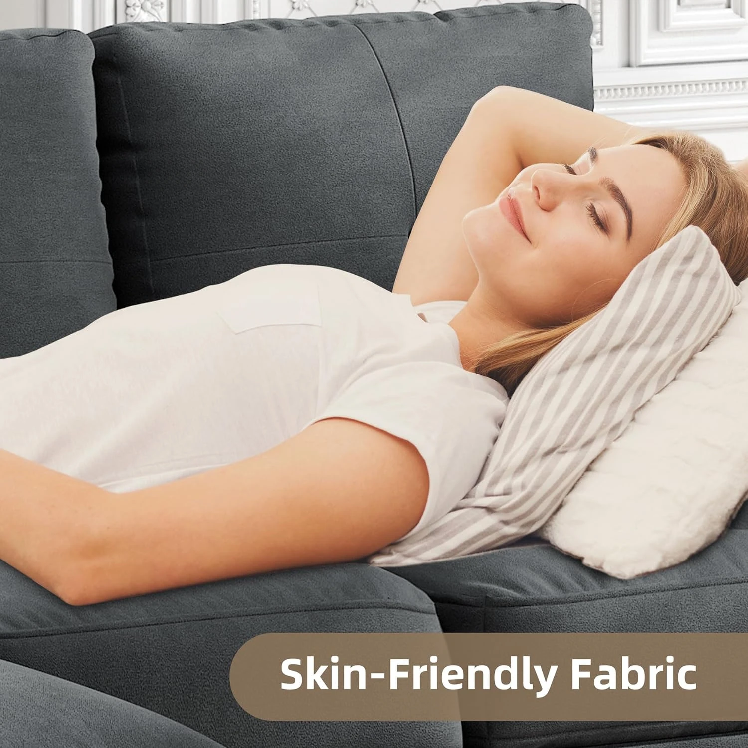 Conjunto com tecido de linho e sofá pequeno móvel para apartamentos, escritório