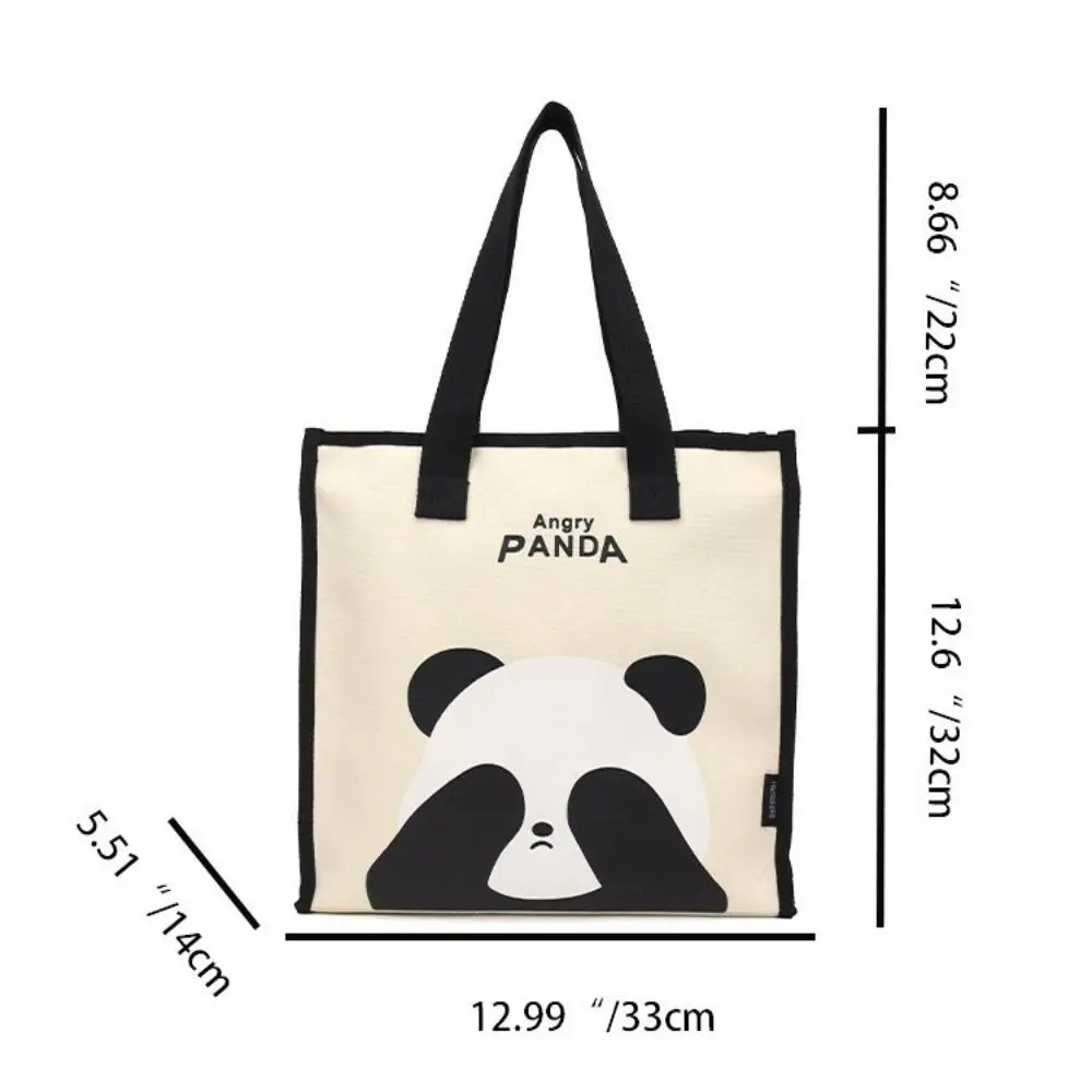 Large Capacity Panda Canvas Bag Commuting Shoulder Bags Reusable Student Handbag Fashionable Messenger Bag Shopping Bag