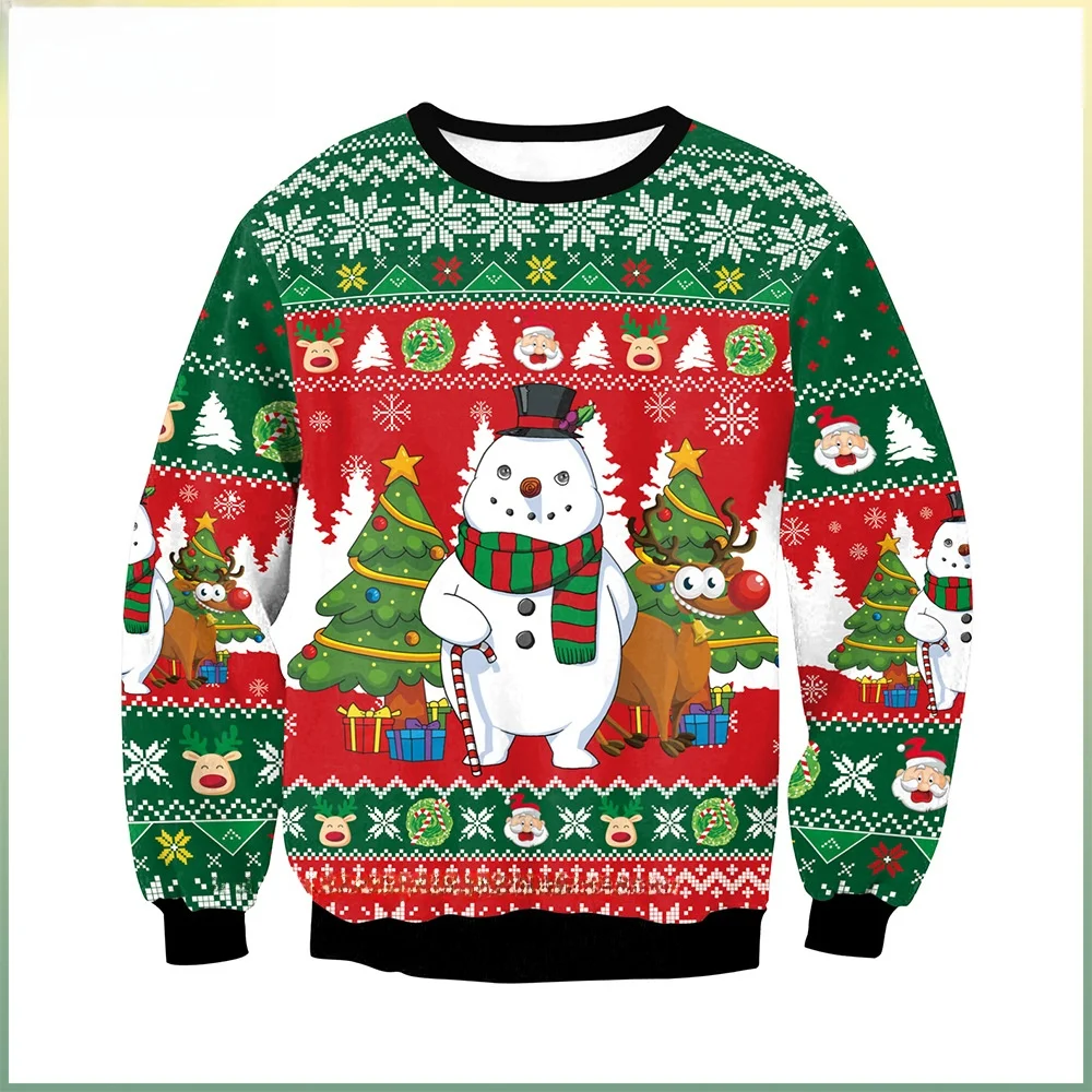 

Уродливый свитер-худи «Рождественский костюм» унисекс, удлиненный, прямого кроя, из полиэстера, модный повседневный зимний топ