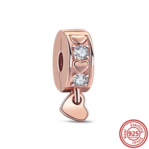 925 Sterling Silber Closure CZ Pave Charms Clip, Daisy Perlen Stopper, Sicherheitskette, SE fits original Pandora -Armbänder, Schmuck 12 Hauptverkäufe Pandora Silver 925 - №4