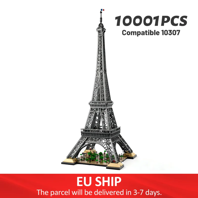 10001 pièces de blocs de construction d'architecture célèbre, modèle de tours Eiffel de 1,5 m, briques de construction, jouets éducatifs, cadeaux de Noël compatibles 10307