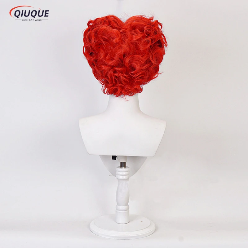 Red Queen Cosplay Wig Alice in Wonderland Queen of Hearts Red Hea Heat Resistant Synthetic Hair Halloween Party Wigs + Wig Cap