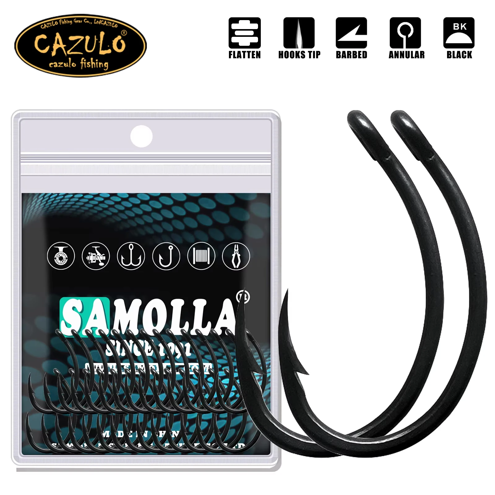 50 stücke Karpfen Angeln Haken PTFE Beschichtung High Carbon Edelstahl Stacheldraht Haken Gebogene Breite Band Stacheldraht Stärken Karpfen Haken
