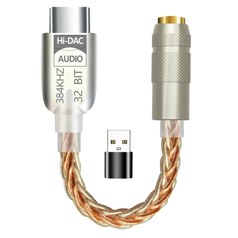 A39Q-USB C To 3.5Mm DAC Earphone Amplifier Headphone Amp ALC5686 Hifi Digital Audio Decoder AUX Audio Cable Adapter Converter