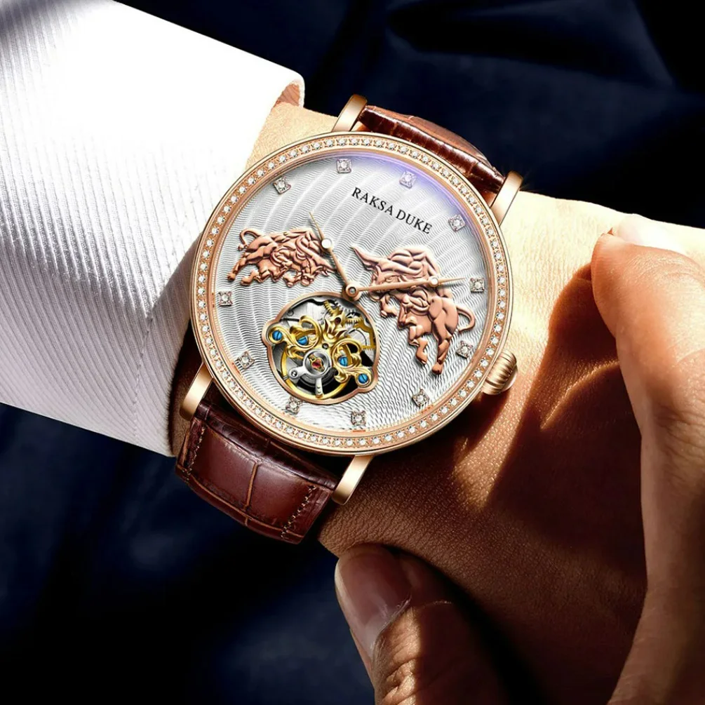 Rosa Duke New Men Automatic Mechanical Watch High-grade Diamond-encrusted Waterproof Watch Mechanical Watch Relojes Para Hombre