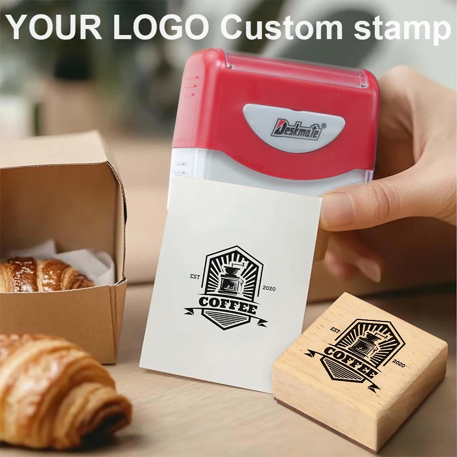 

Red Professional Custom Self-Inking Stamp for Company Logo, Large Personalized Seal for Business, Notary, Wedding, 5 Ink Colors