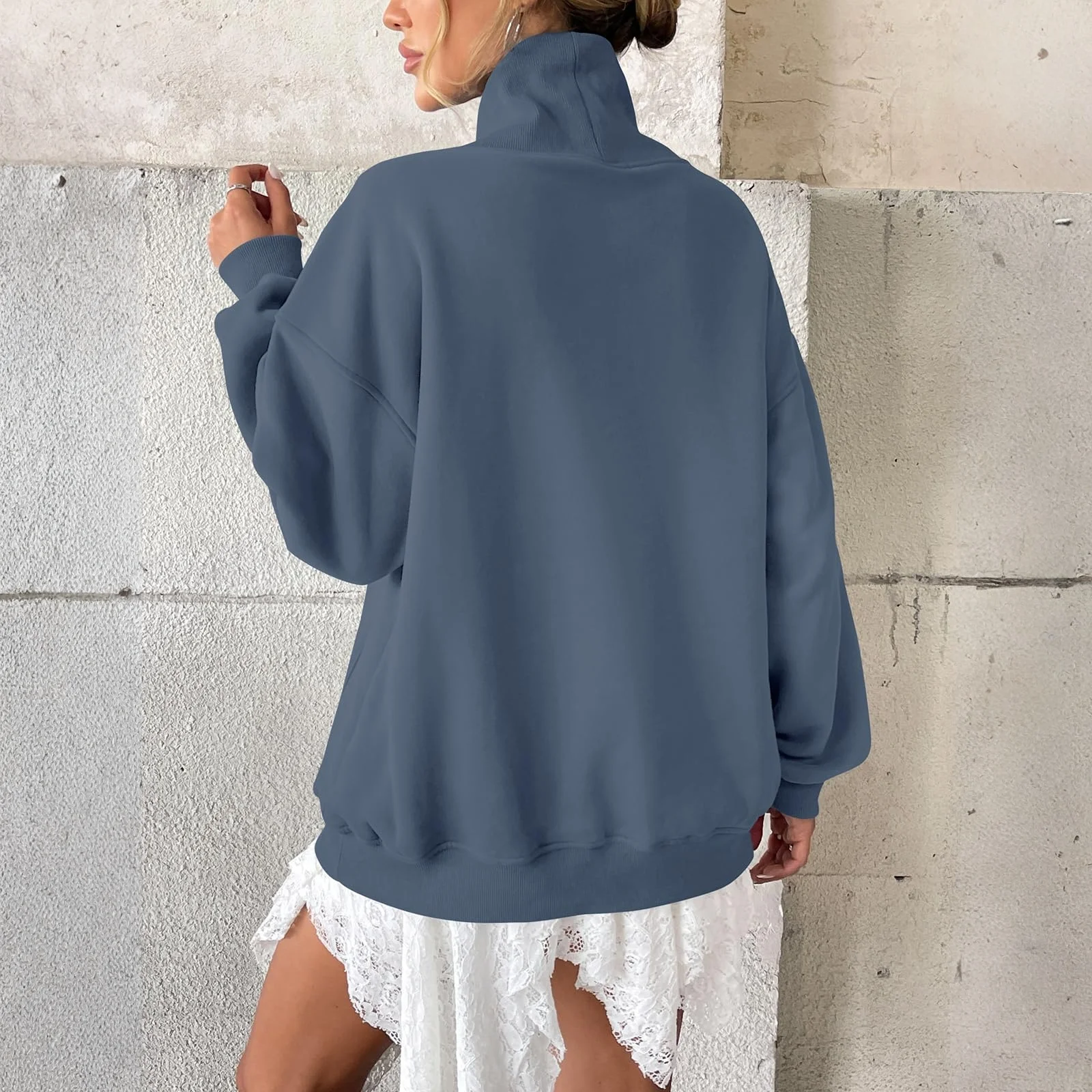 Felpa con cappuccio mezza zip a maniche lunghe con tasca alta casual e alla moda da donna Sudaderas De Mujer Abbigliamento donna Felpe con cappuccio Donna