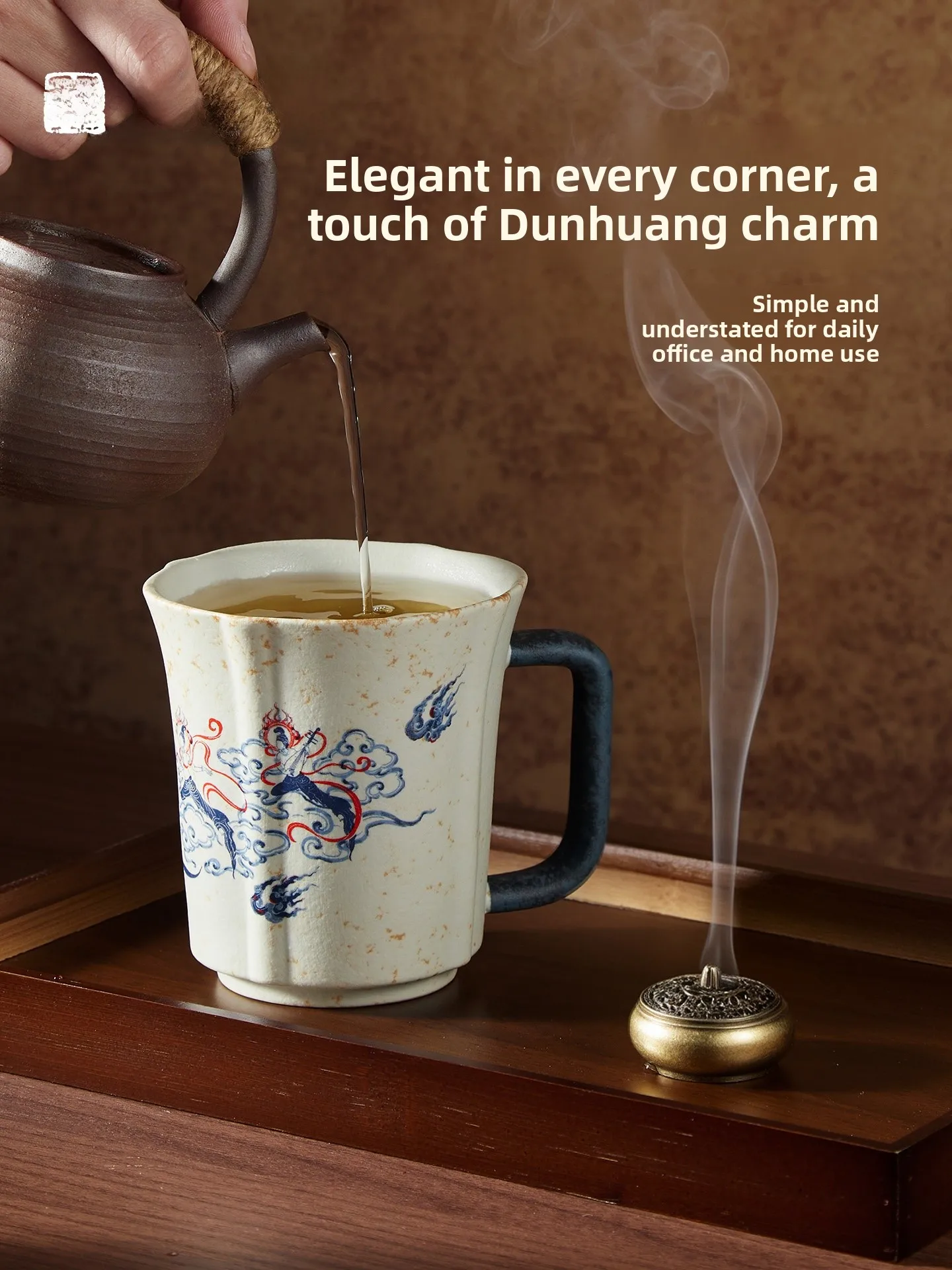 Creative Ceramic Mug Chinese Style Tea Cup Zen Spirit Birthday Gift for Men And Women Dunhuang Research Institute Flying  ...