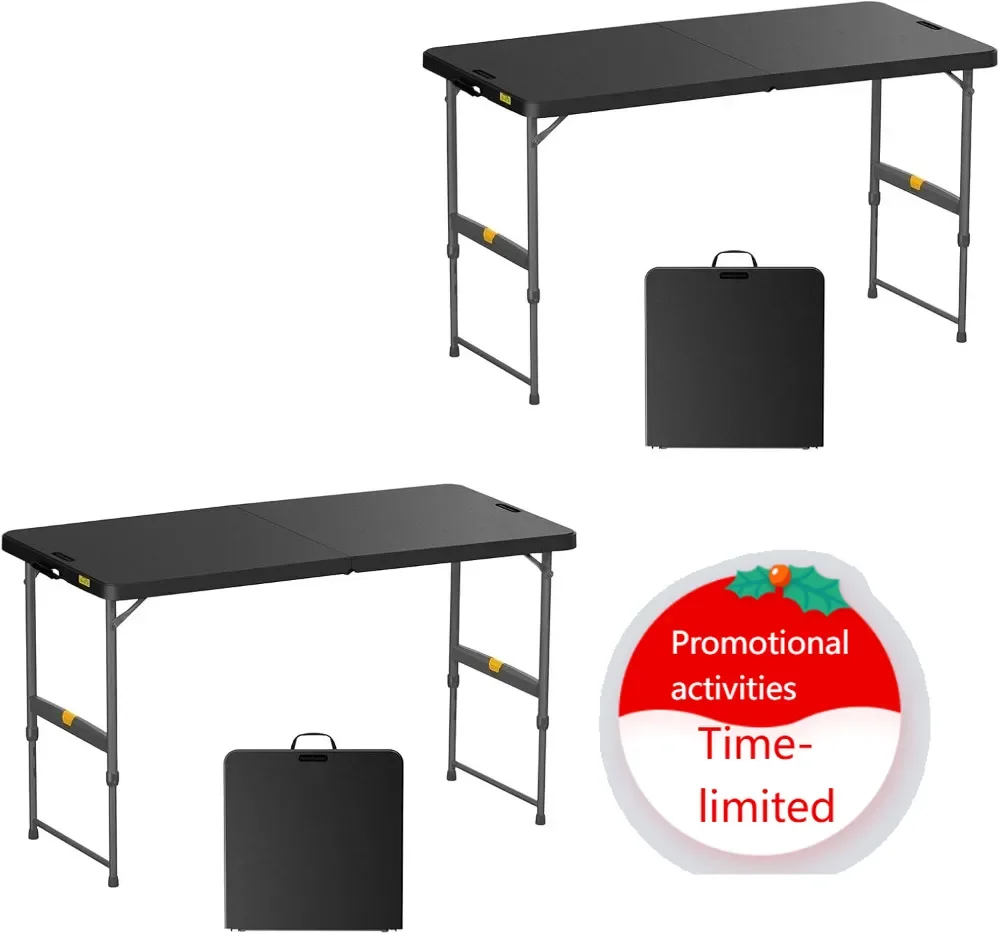 

Hot sales4ft Portable Folding Table, One-Handed Height Adjustment, 4 Heights, Gravity Lock, Heavy Duty Indoor Outdoor Utility Ta