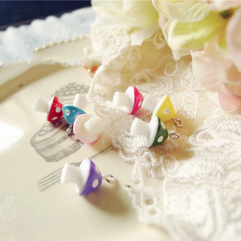 

30pcs Mushroom Shape Resin Pendants DIY Jewelry Making Supplies Fashion Necklace Charm Craft Project Accessories