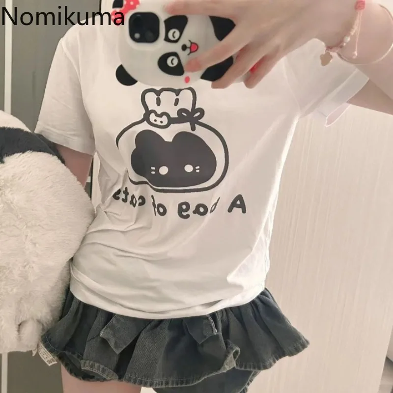 

Cotton Oversized T Shirts Women's Clothing Fashion Summer Tees O-neck Short Sleeve Cartoon Y2k Tops Casual Japanese T-shirts